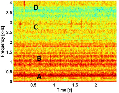 Spectrogram of the α-filtered signal