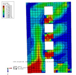 Stress nephogram of SCSW2-I and coupled shear wall model with concealed integral SPs
