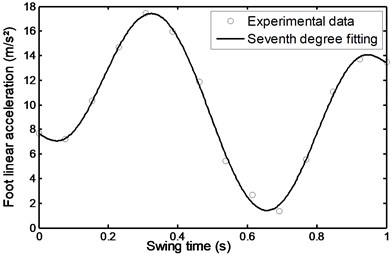 Linear acceleration of the  foot during stairs ascent