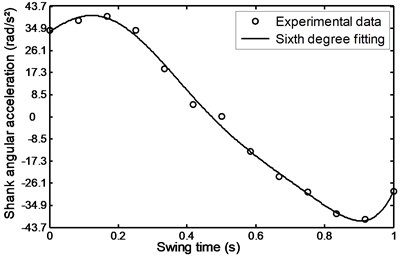 Angular acceleration of the  shank during stairs descent