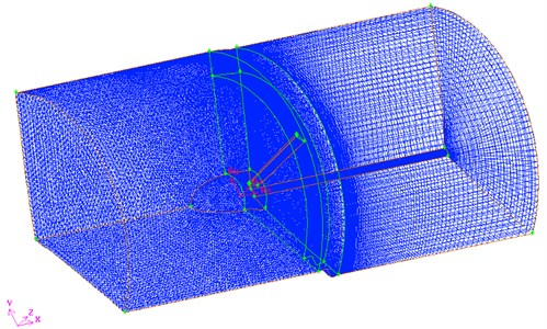 A three-dimensional grid of the HAWT