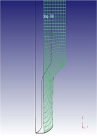 Diagram of computational results under different vibration amplitude: a) flow velocity of metal under different vibration amplitude; b) flow line of metal grids under different vibration amplitude;  c) load-stoke of extrusion under different vibration amplitude