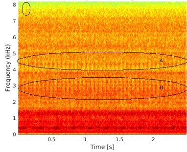 a) Spectrogram of the signal and b) normalized FLOC map