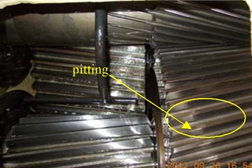 The pitting faults in secondary level meshing gear
