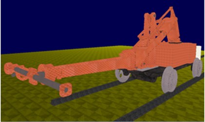 Virtual prototype system of shotcret robot (initial posture)