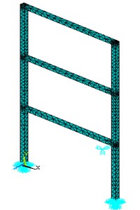 The model of the three-storey structure in the ANSYS software