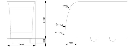 Detailed profile dimensions of train head