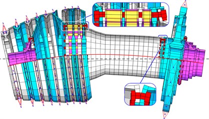 The finite element model of the rotor turbine engine, the third bending vibration mode