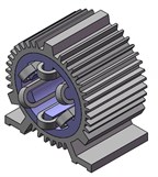 The structure of a 6/4-pole SRM experimental prototype: a) shell which contains ribbed frame  and base, b) stator, c) windings, d) a 6/4-poles SRM