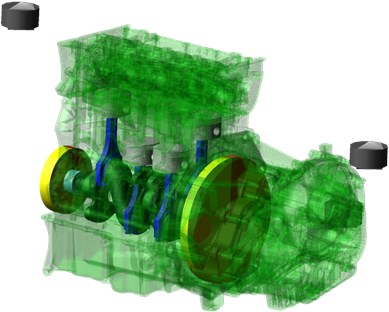 The MBS computational model – the crank train as the main module of the virtual engine