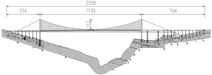 Arrangement of the bridge (unit: m)