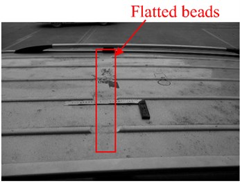 The position of the DVA and the local flatted beads in the minivan’s road experiment