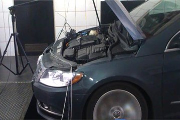 Examined VW Passat engine  of with mounted sensors