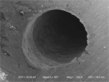 The SEM of fuel spray nozzle cross hole pre and post abrasive flow machining