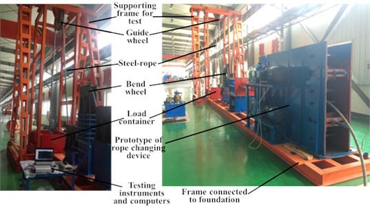Test site map of steel-rope vibration experiment during rope changing