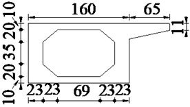 The cross section of simply supported hollow slab bridge (unit: cm)