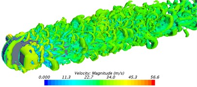 The distribution of vorticity contour surface