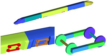 Train model with simplified bogies
