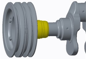 Crank pulley models (left: initial crank pulley; right: improved crank pulley)