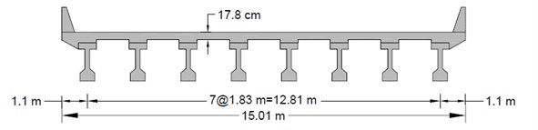 General elevation and concrete member reinforcing layout; deck detail; column [14]