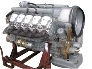 Investigated V10 diesel engine a) and its crankshaft b)