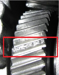 View of the consecutive damage phases of gear wheel z3
