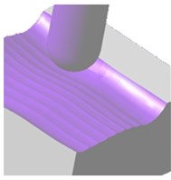 a) CAM simulation, b) machined part, c) force values for experiment 10