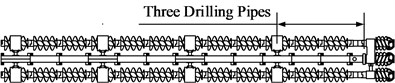 Arrangement form of drill rod stabilizer in three-bit drilling tools