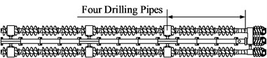 Arrangement form of drill rod stabilizer in three-bit drilling tools