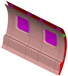Mesh model of the aircraft cabin panel