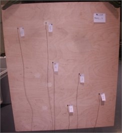 Plywood panel with different accelerometer distributions