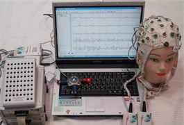 a) EEG collection and analysis system, b) EEG electrode attaching position