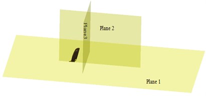 Boundary element model and observation points of the rear view mirror