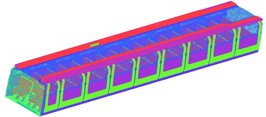 Surface meshes of high-speed train compartments and pipeline systems