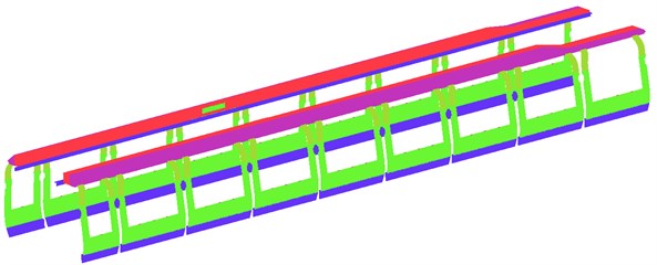 Surface meshes of high-speed train compartments and pipeline systems