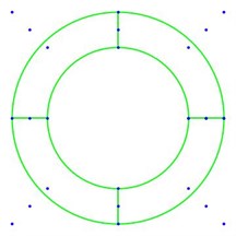 Diagram of circle and a quarter of cylinder
