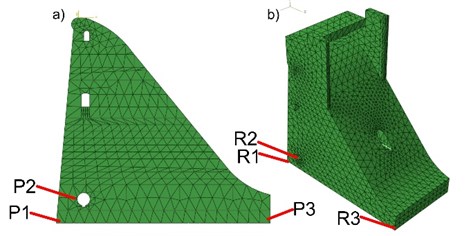 a) 2D, b) 3D numerical model with a mesh