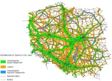 Distribution of traffic flow for 2020. Source: [10]