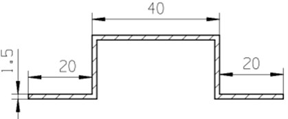 Sectional dimensions of the hat beam