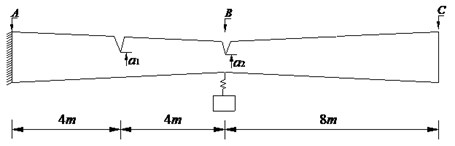 A cracked fixed-free beam with one spring-mass system