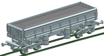 Exemplar results of the movement simulations of the wagon with the carried cargo:  a) without derailment, b) the wagon derailment