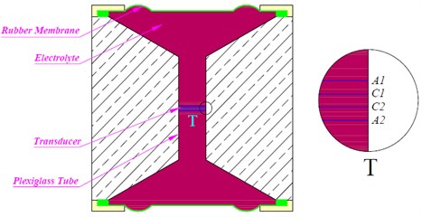 Schematic depiction of electrochemical geophone