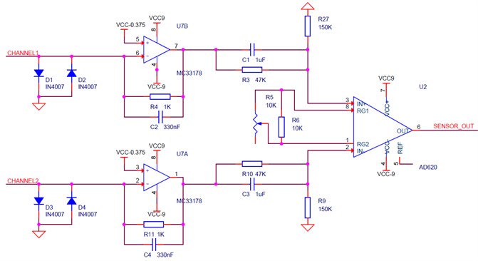 The circuit schematic of electrochemical geophone