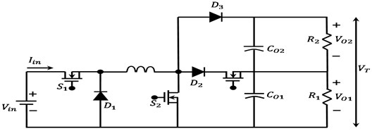 Non-isolated SIMO: a) boost converter independent output configuration [7],  b) boost converter series output configuration [7], c) BB converter series  output configuration [8], d) schematic diagram of control system