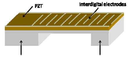 Interdigitated electrodes  impregnated on PZT [76]