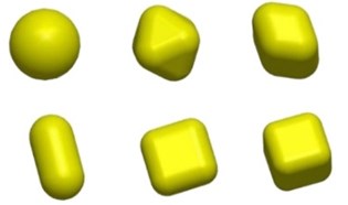 The six kinds of shapes used in simulation