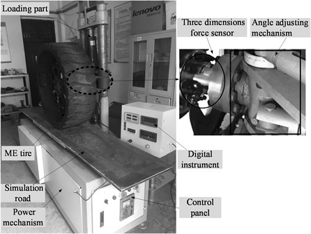 Experimental set-up for tire mechanical characteristics tests