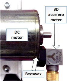 Vibration measurement of the analyzed DC motor which is connected to the braking motor