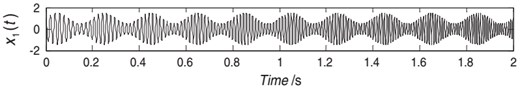 Waveform of signal: a) xt, b) x1t, c) x2t