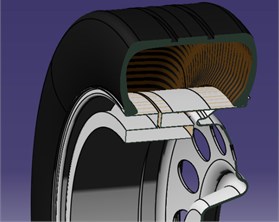 CAD model fitted with Helmholtz resonator (source from Sainty et al., 2012 [103],  Fig. 4; reprinted with permission from ASME)
